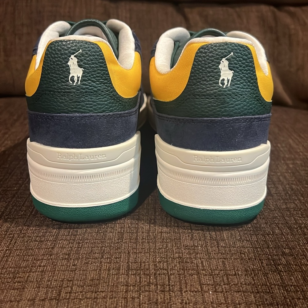 Polo by Ralph Lauren Blue and Yellow Retro Suede Sneakers - Picture 7 of 10